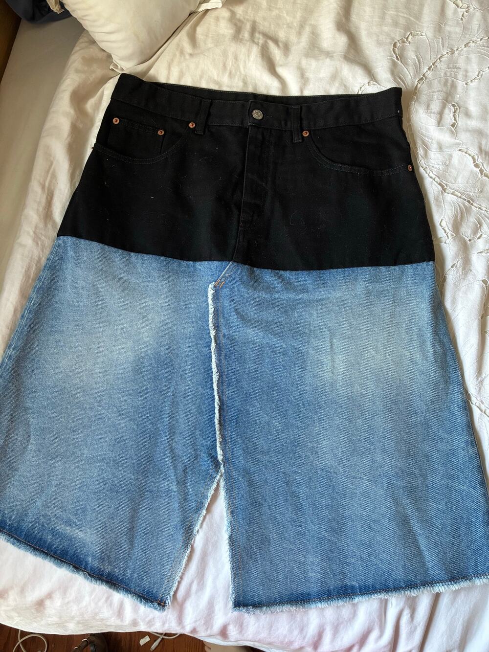 MM6 Maison Margiela 2 Tone Denim Skirt